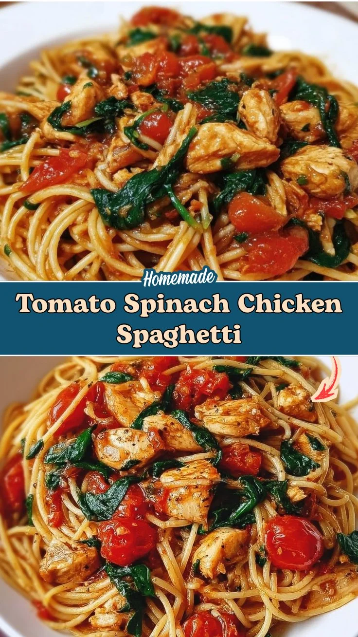 Tomato Spinach Chicken Spaghetti