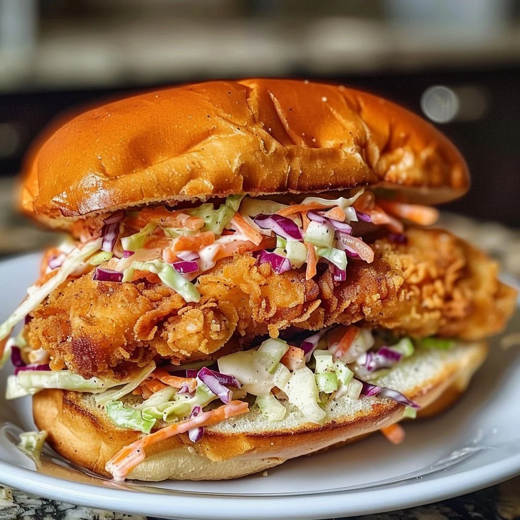 Crispy Chicken Slaw Sandwich with fresh slaw and a crispy chicken fillet